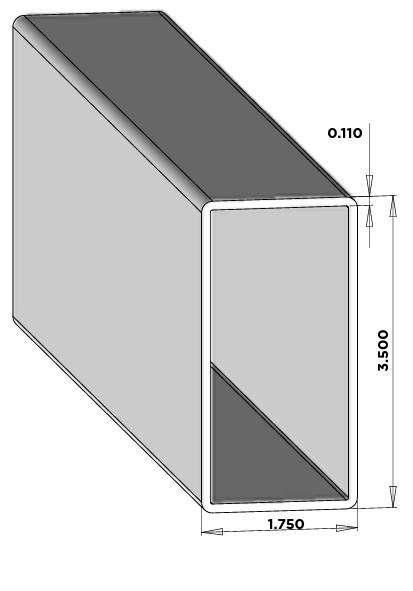 1.75" x 3.5" Hollow Vinyl Rail diagram